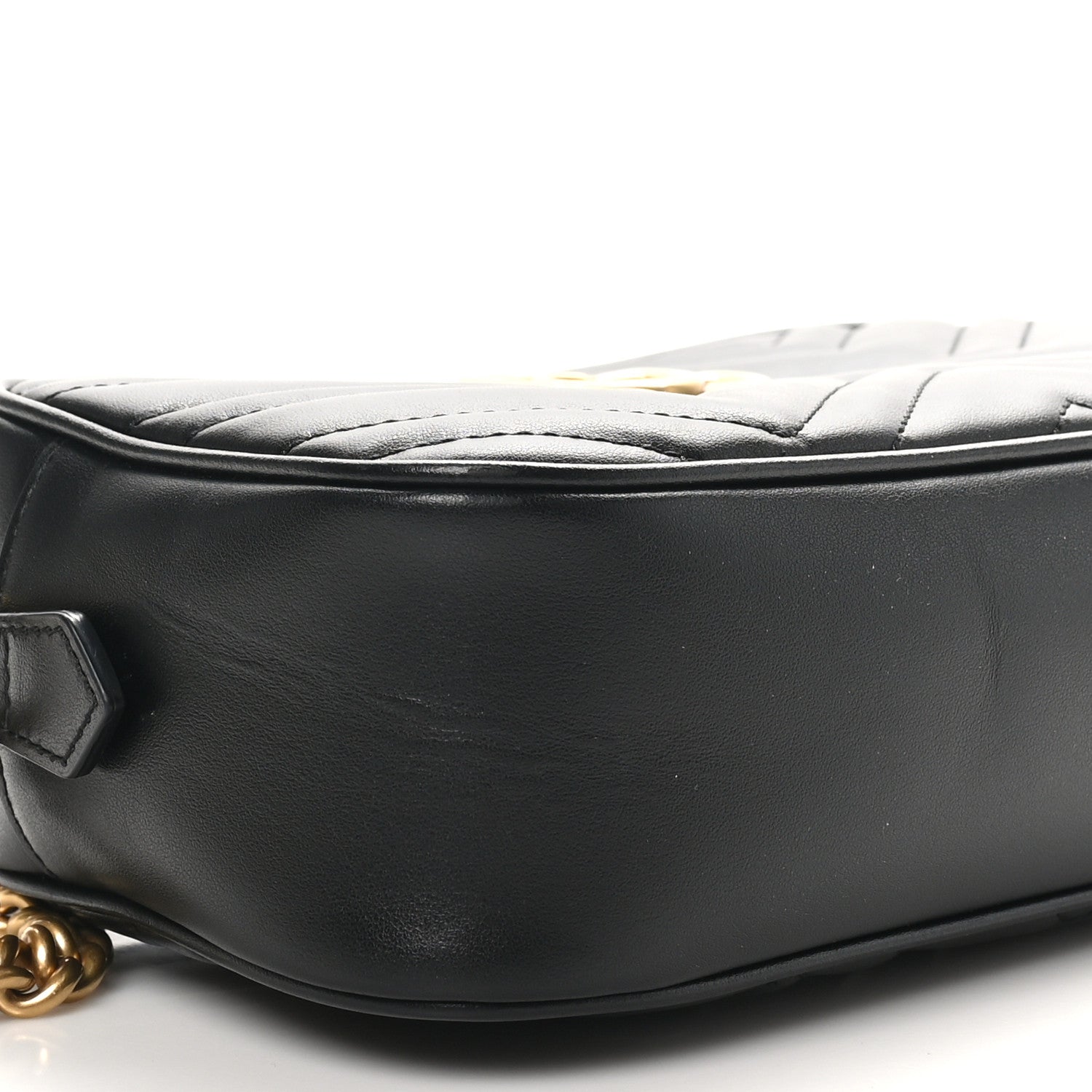 Gucci Calfskin Matelasse Mini GG Marmont Chain Shoulder Bag Black 9 of 11