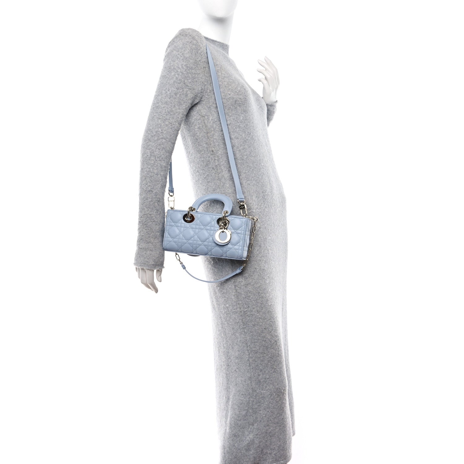 Christian Dior Lambskin Cannage Small Lady D-Joy Light Blue