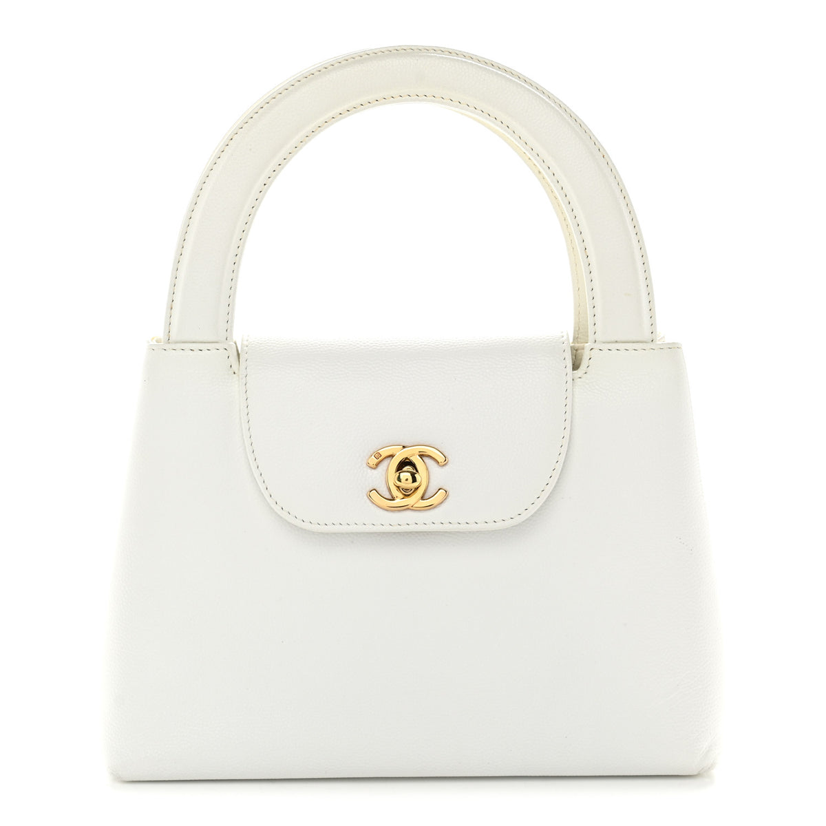 Caviar Top Handle Bag White