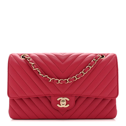Chanel Lambskin Chevron Quilted Medium Double Flap Pink 1 of 10