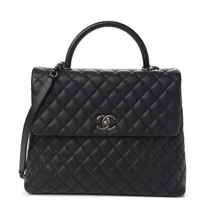 Chanel Caviar Lizard Quilted Large Coco Handle Flap Black 1 of 11