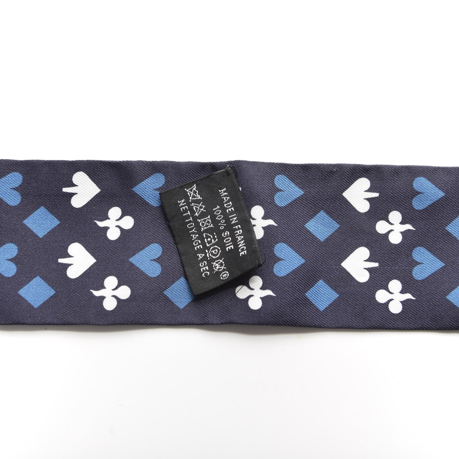 Hermes Silk Jeu de Cartes Twilly Marine Petrole White 2 of 5
