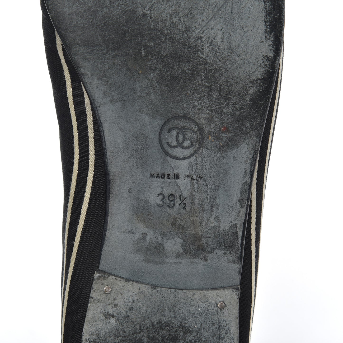Fabric Grosgrain Cap Toe Ballerina Flats 39.5 Black
