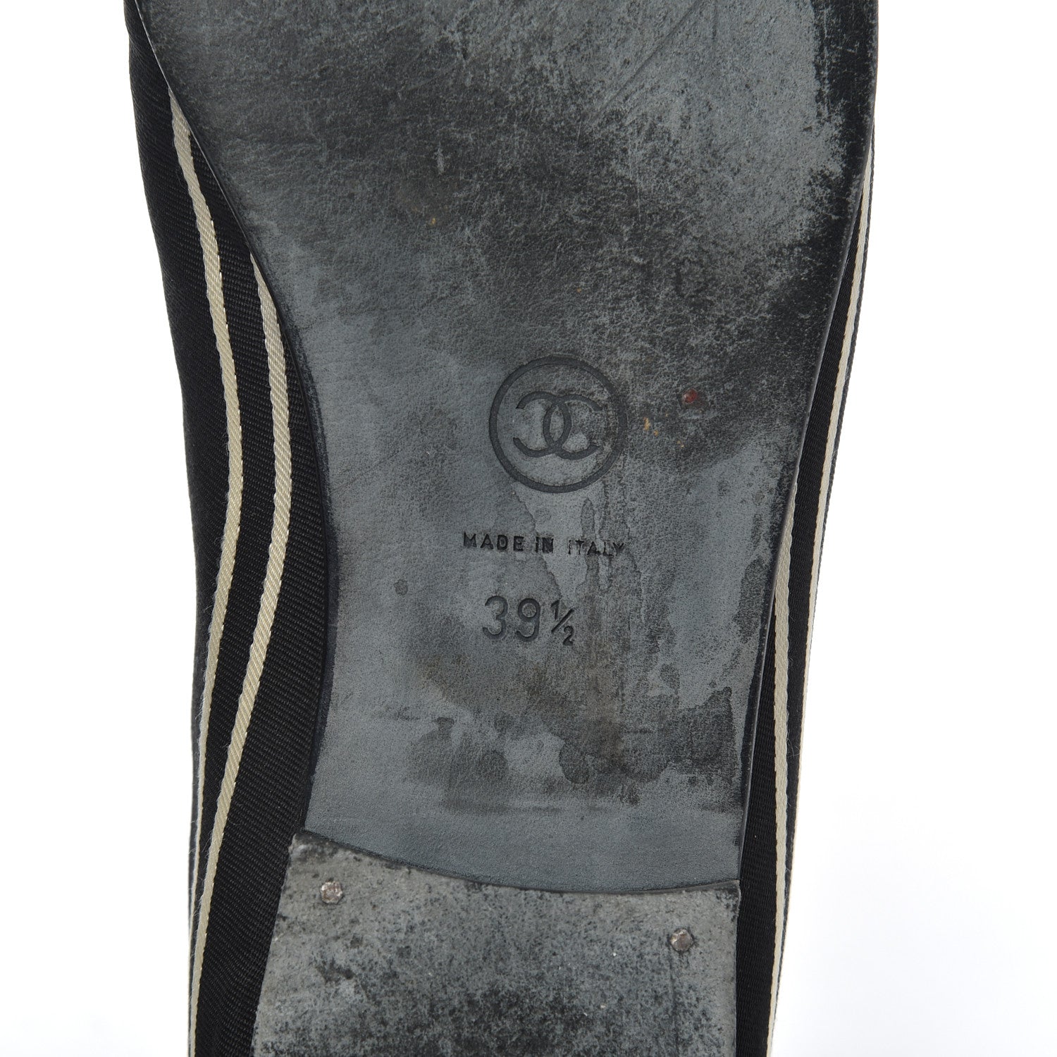 Chanel Fabric Grosgrain Cap Toe Ballerina Flats 39.5 Black 7 of 19