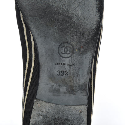 Chanel Fabric Grosgrain Cap Toe Ballerina Flats 39.5 Black 7 of 19