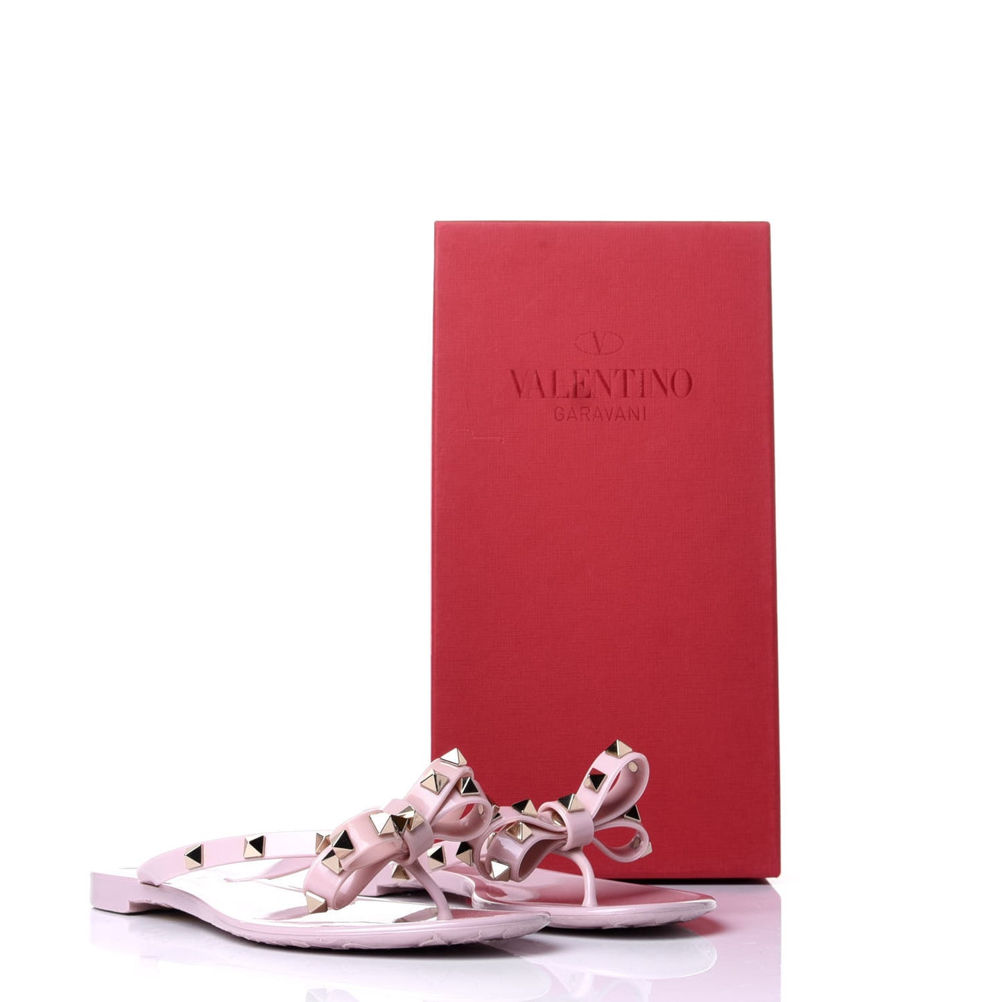 PVC Jelly Rockstud Bow Thong Sandals 37 Water Rose