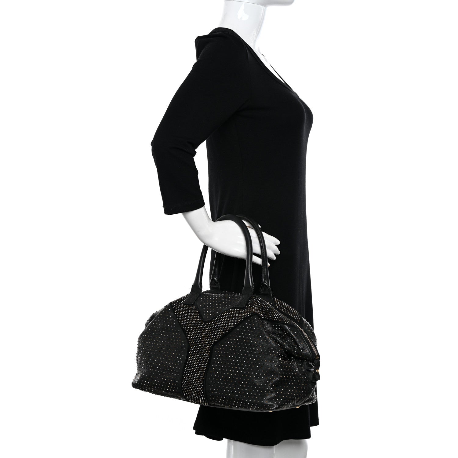 Saint Laurent Calfskin Rock Studded Easy Sac Black 2 of 24