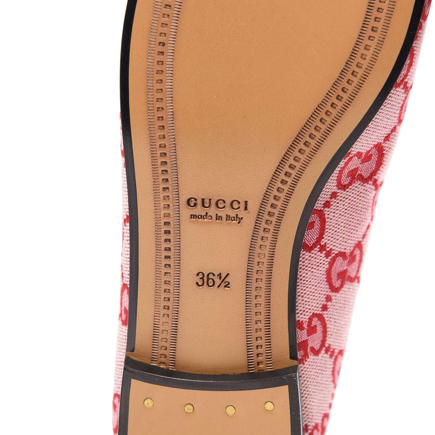 Canvas GG Monogram Horsebit Womens Jordaan Loafers 36.5 Gardenia Hibiscus Red