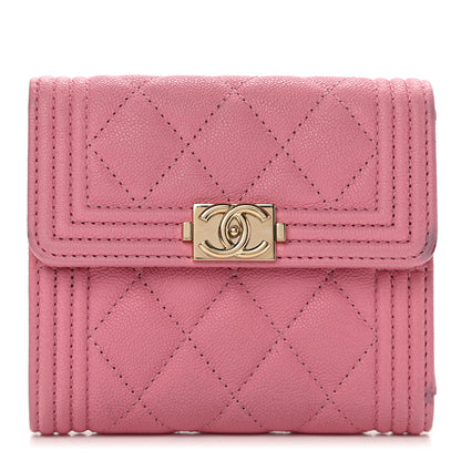 Chanel Caviar Quilted Compact Boy Wallet Pink 1 of 10