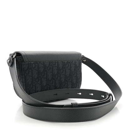 Christian Dior Oblique Jacquard Grained Calfskin Mini Saddle Messenger Bag With Flap Black 3 of 14