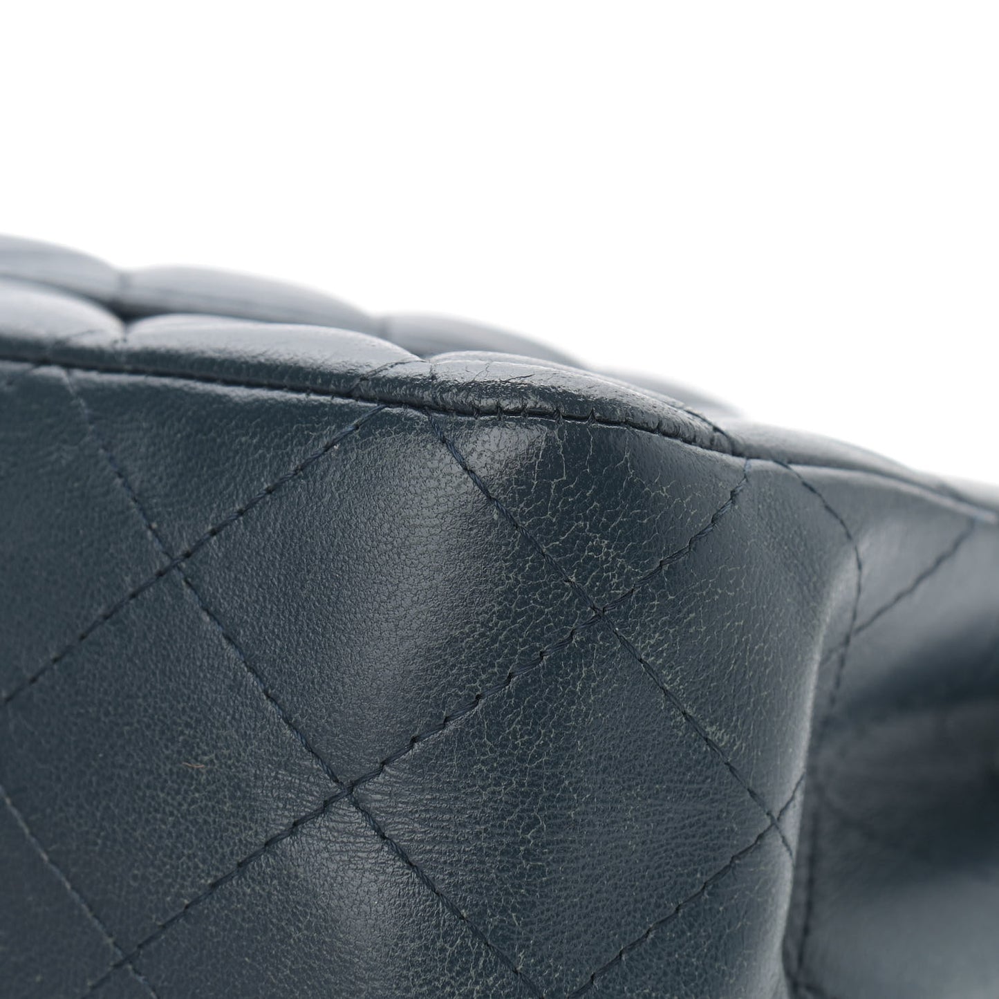 Lambskin Quilted Medium Double Flap Dark Blue