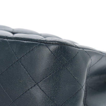 Chanel Lambskin Quilted Medium Double Flap Dark Blue 13 of 16