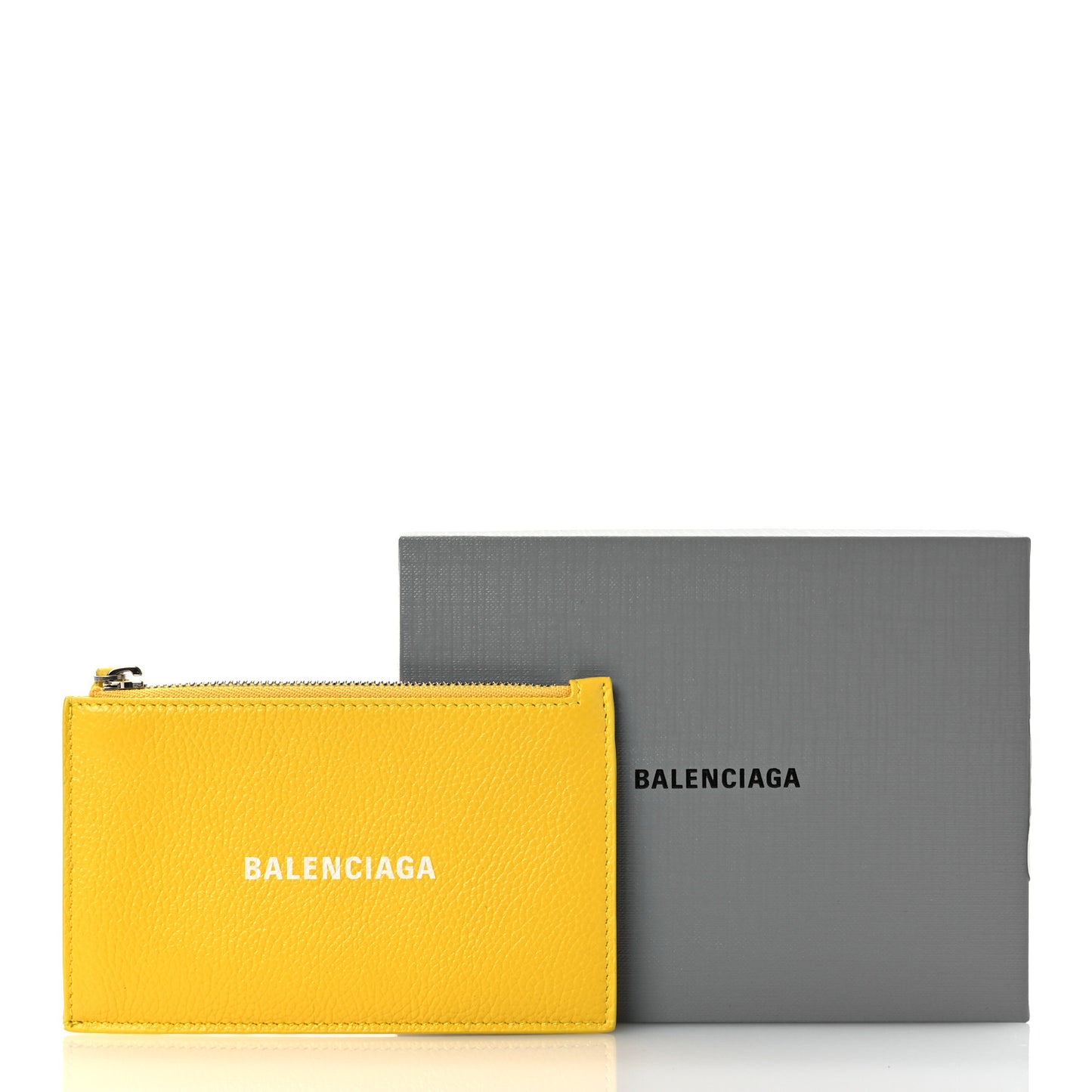 Grained Calfskin Logo Large Cash Long Coin Card Holder Yellow White