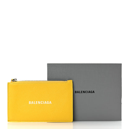 Balenciaga Grained Calfskin Logo Large Cash Long Coin Card Holder Yellow White 11 of 11