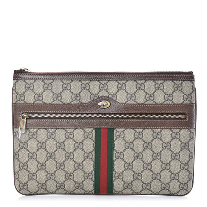Gucci GG Supreme Monogram Large Ophidia Pouch Clutch Brown 1 of 10
