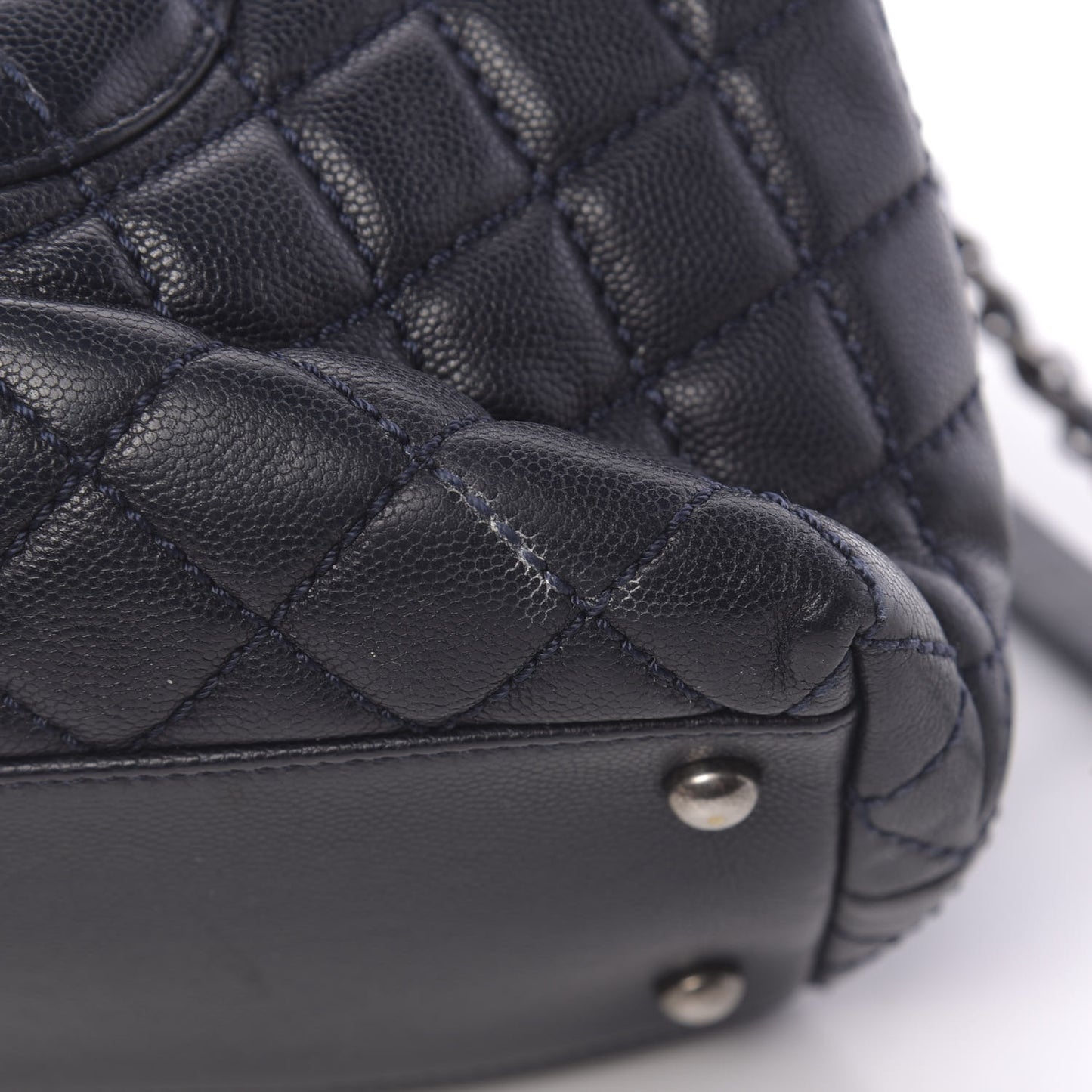 Caviar Quilted Medium Coco Handle Flap Navy Blue