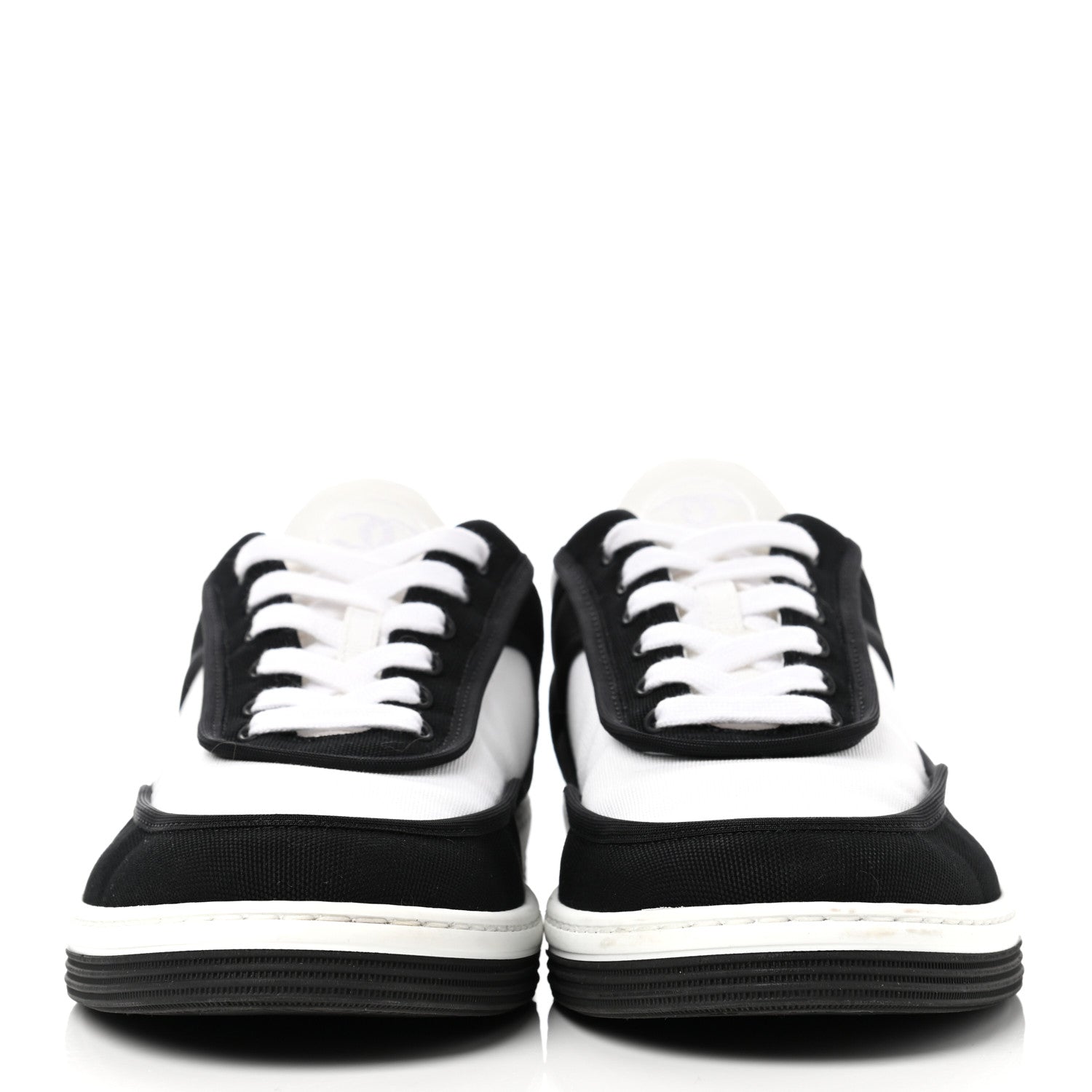 Chanel Fabric Womens Logo Sneakers 39 Black White 2 of 10
