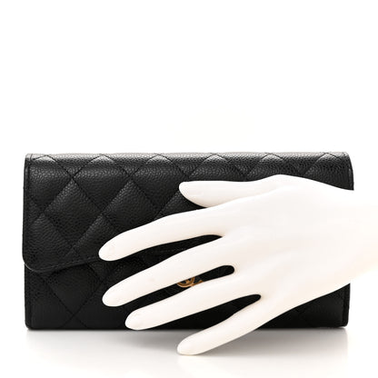 Chanel Caviar Quilted Large Gusset Flap Wallet Black 2 of 9