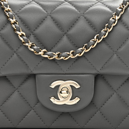 Chanel Lambskin Quilted Mini Top Handle Rectangular Flap Dark Grey 12 of 13