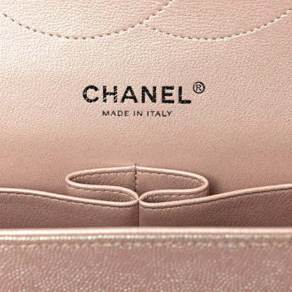 Chanel Metallic Caviar Chevron Quilted Jumbo Double Flap Light Gold 6 of 11