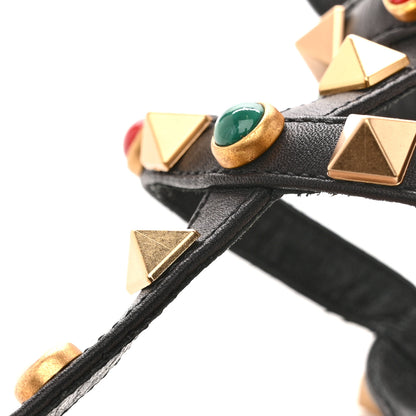 Valentino Garavani Calfskin Rockstud Rolling Ankle Wrap Flat Thong Sandals 37 Black 9 of 10