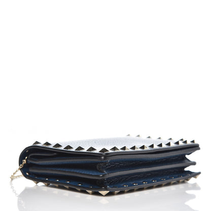 Valentino Garavani Grained Calfskin Rockstud Wallet on Chain Peacock 4 of 7