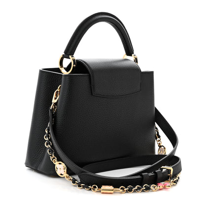 Louis Vuitton Taurillon Enamel Flower Padlock Chain Capucines BB Black 3 of 9