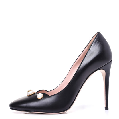 Gucci Calfskin Pearl Embellished Pumps 40 Black 1 of 13