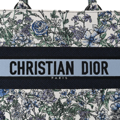 Christian Dior Canvas Embroidered Medium Flowers Book Tote Blue 8 of 10