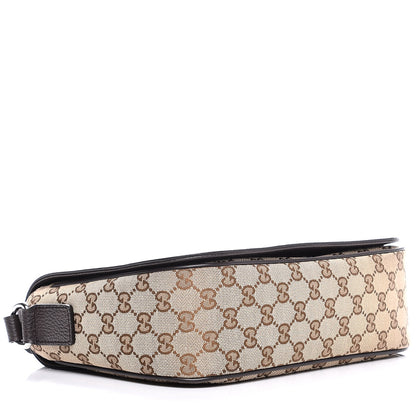 Gucci Monogram Flap Messenger Bag Beige Dark Brown 4 of 7
