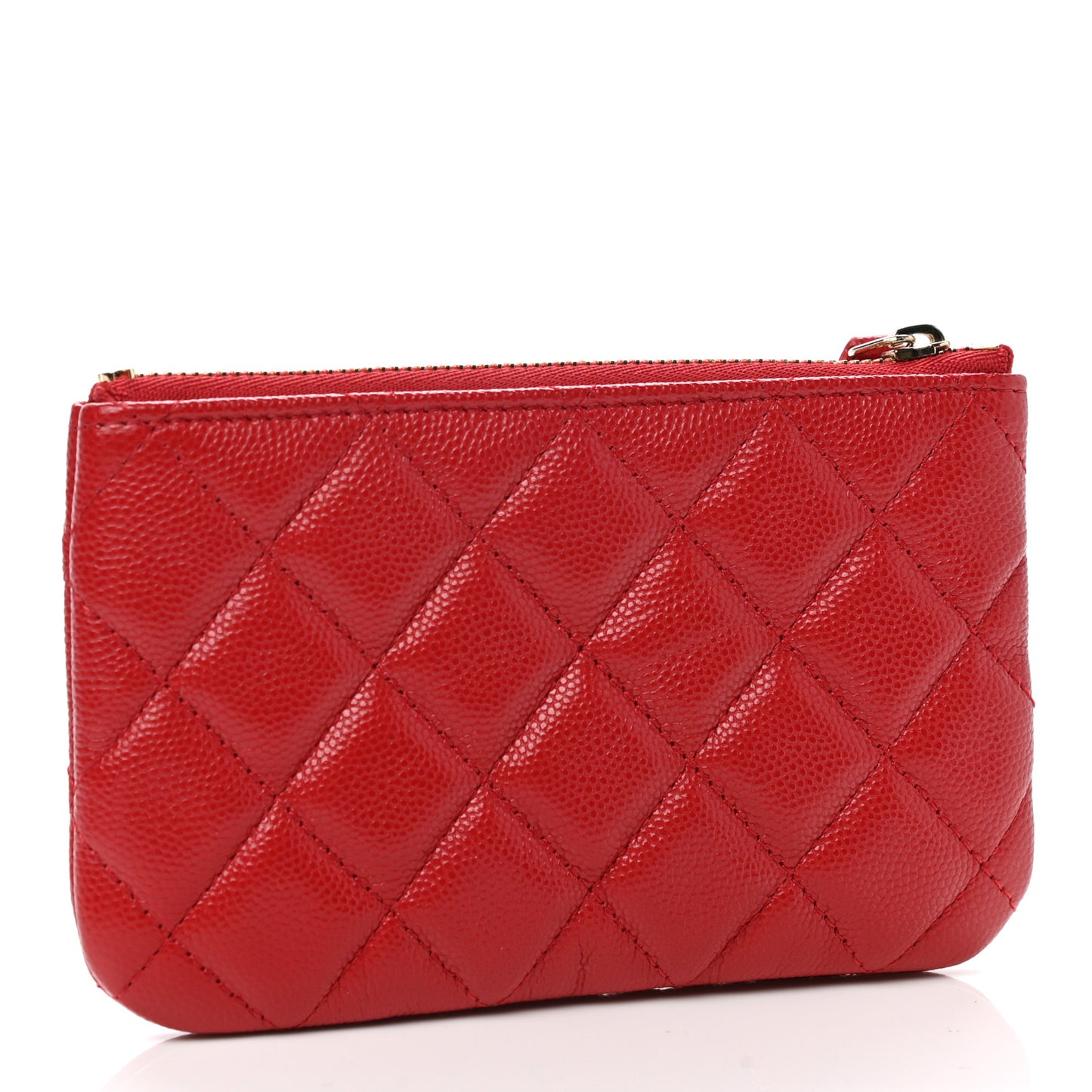 Caviar Quilted Small Cosmetic Case Red