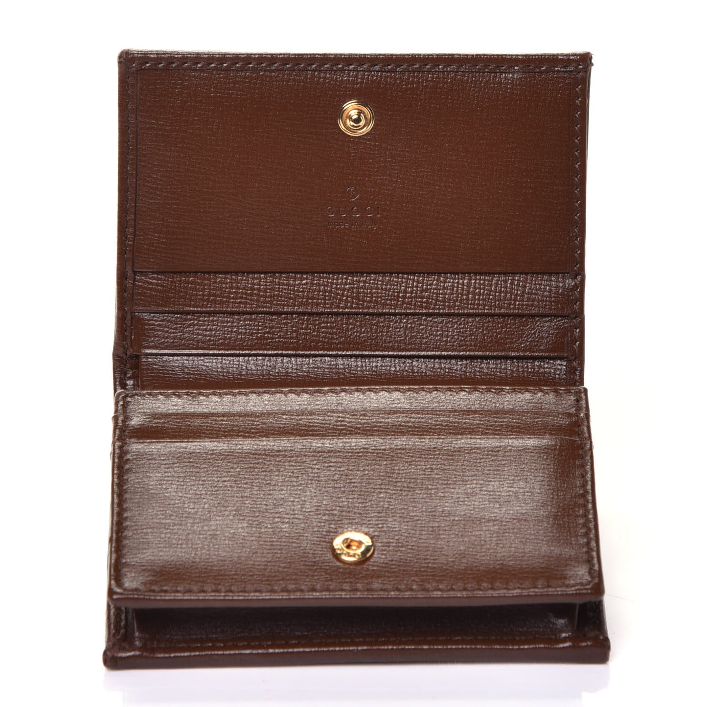 GG Supreme Monogram Horsebit 1955 Card Case Wallet Beige Ebony Brown Sugar