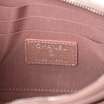 Chanel Metallic Caviar Chevron Quilted Mademoiselle Vintage Zip Pouch Pink 6 of 8