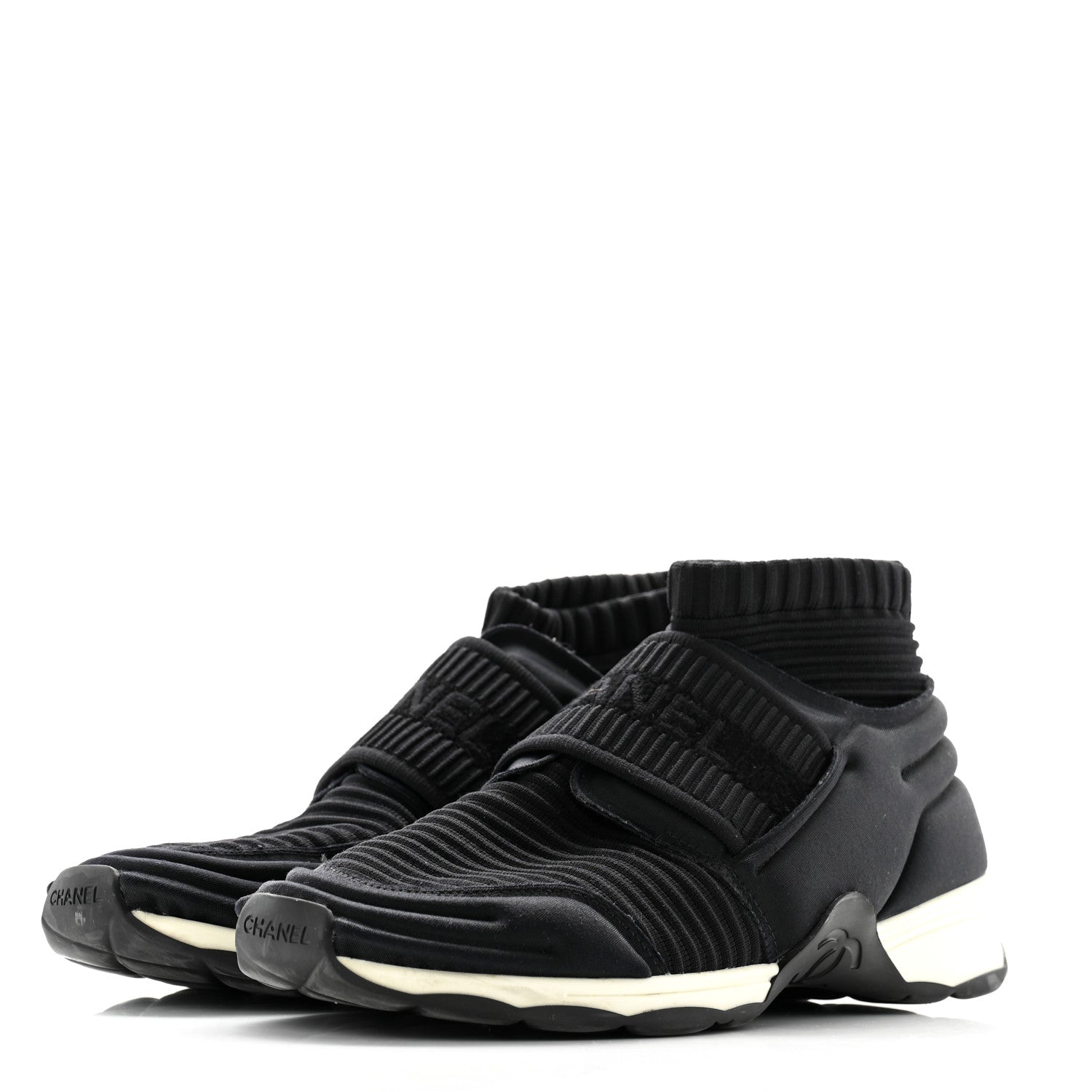 Chanel Stretch Fabric CC Sneakers 37 Black 3 of 8