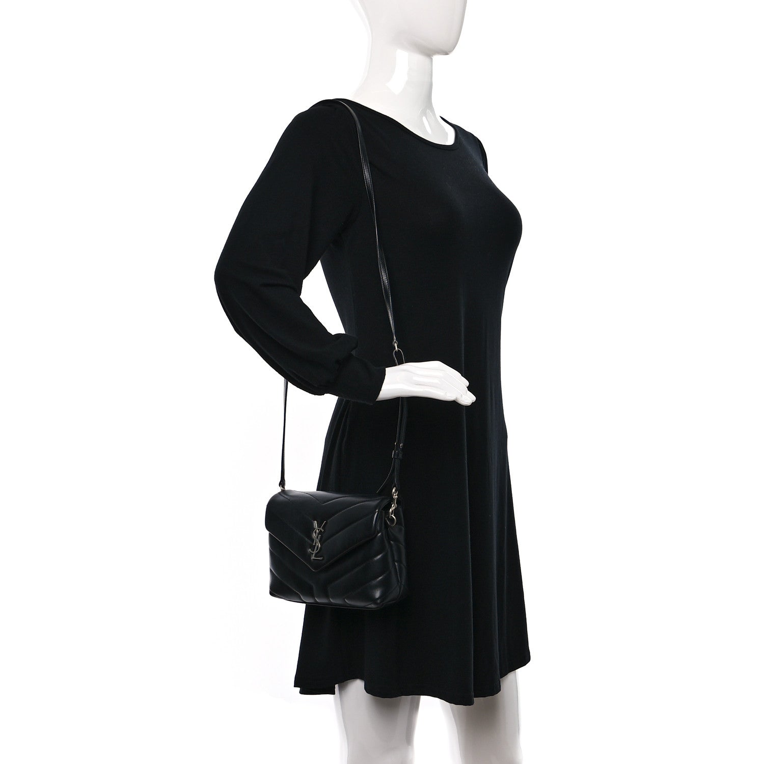 Saint Laurent Calfskin Y Quilted Monogram Toy Loulou Crossbody Bag Black 2 of 10