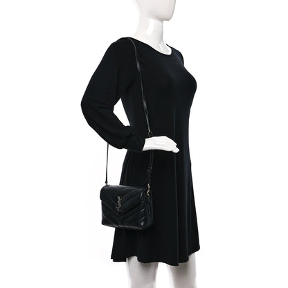 Saint Laurent Calfskin Y Quilted Monogram Toy Loulou Crossbody Bag Black 2 of 10