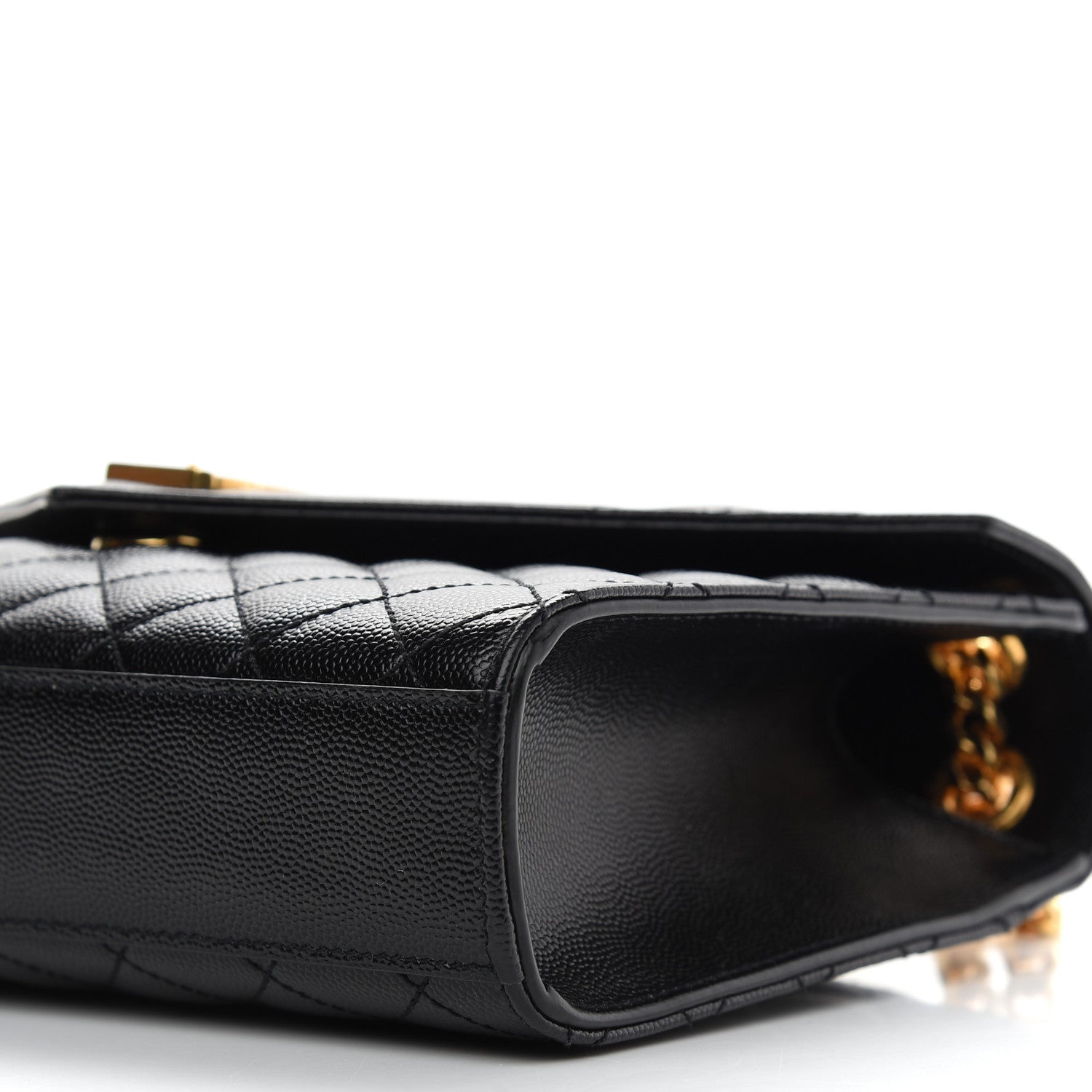 Saint Laurent Grain De Poudre Textured Mixed Matelasse Triquilt Medium Monogram Satchel Black 8 of 10