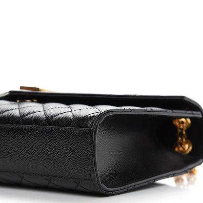 Saint Laurent Grain De Poudre Textured Mixed Matelasse Triquilt Medium Monogram Satchel Black 8 of 10