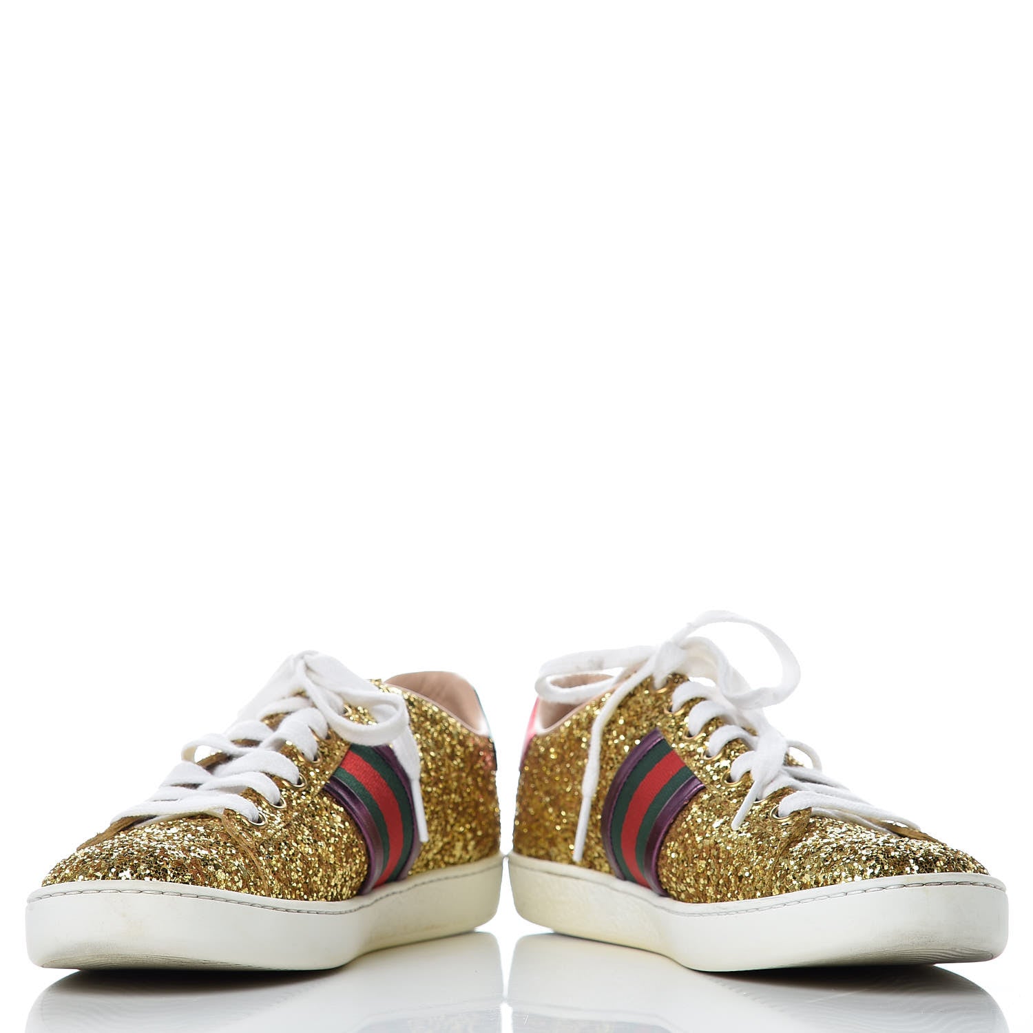 Gucci Glitter Web Womens Ace Sneakers 37 Gold 5 of 11