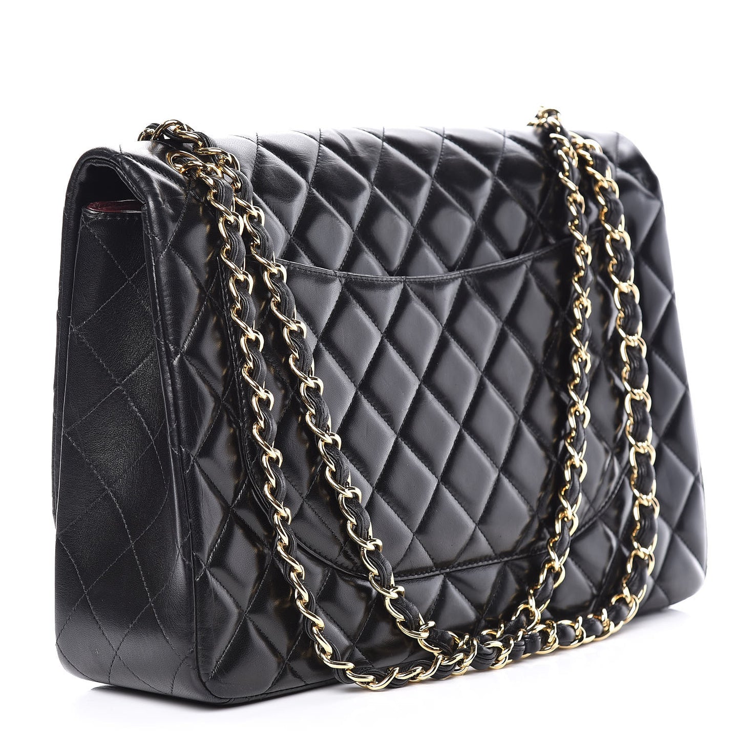 Lambskin Quilted Maxi Single Flap Black
