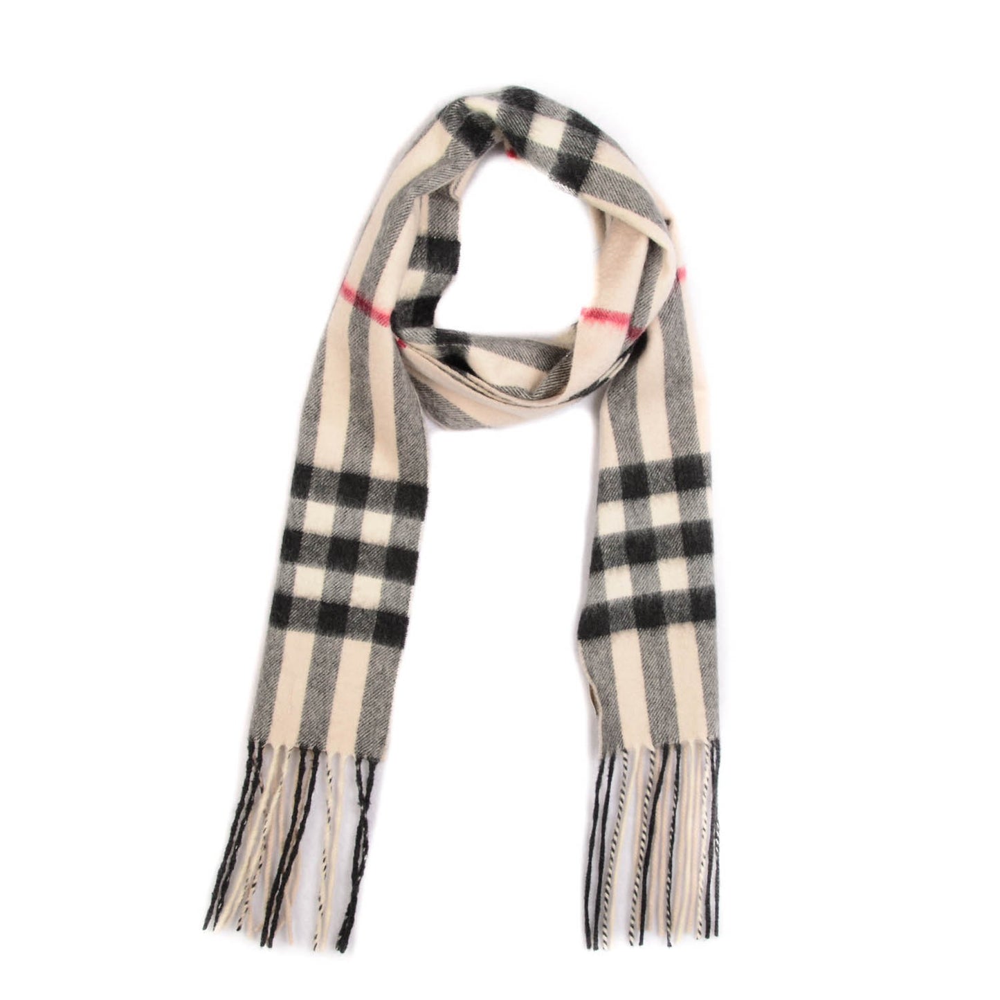 Cashmere Giant Check Skinny Scarf Stone