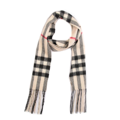 Burberry Cashmere Giant Check Skinny Scarf Stone 1 of 6