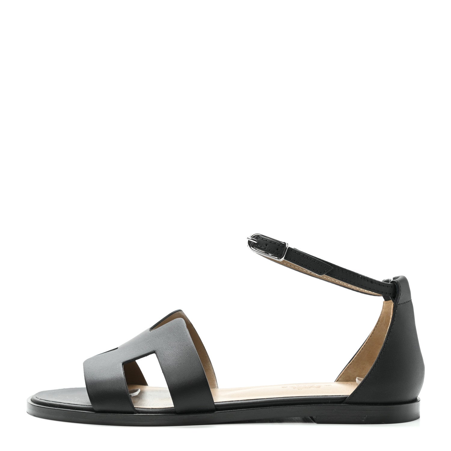 Hermes Calfskin Santorini Sandals 35 Black 1 of 9