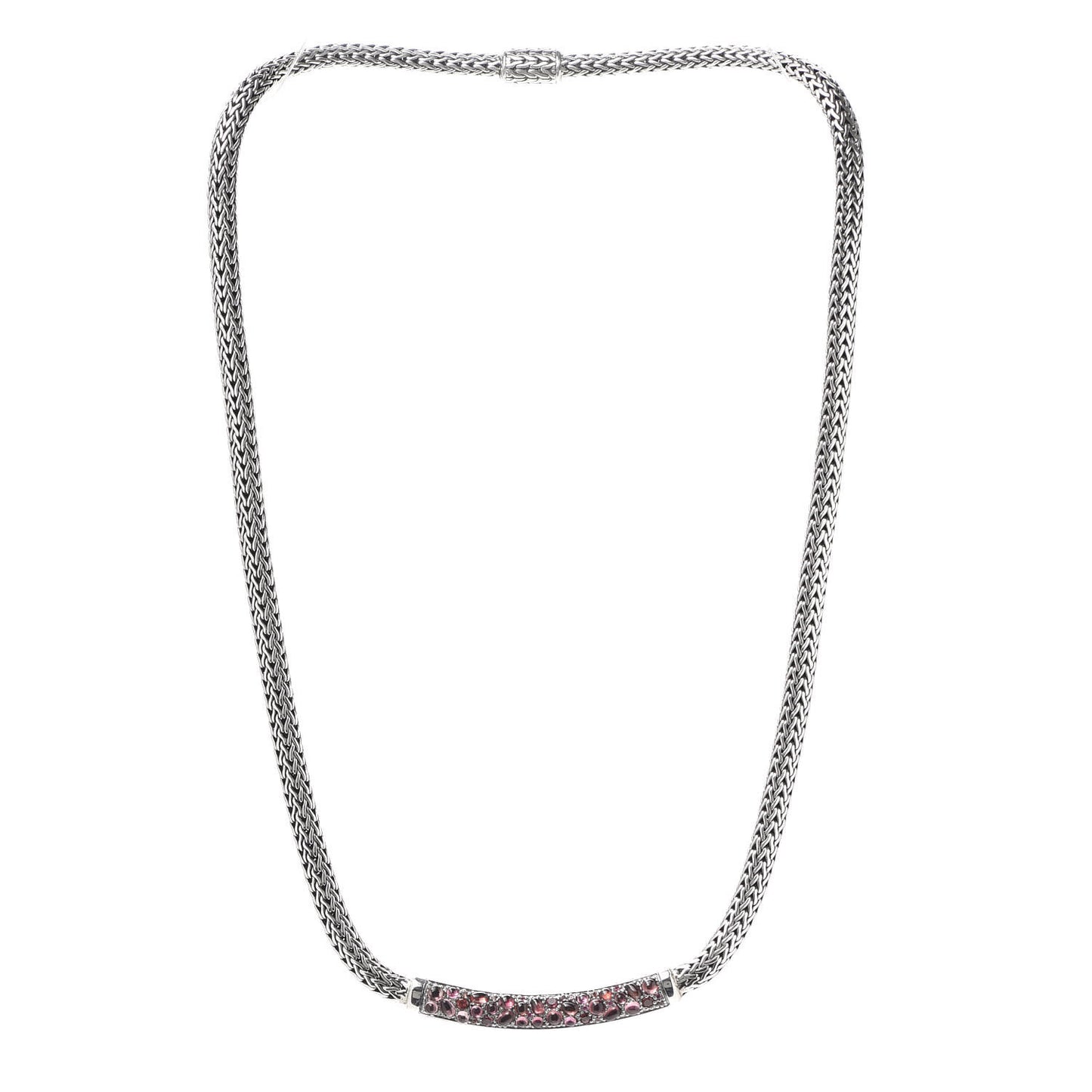 Sterling Silver Pink Tourmaline Garnet Spinel 5mm Station Classic Chain Necklace