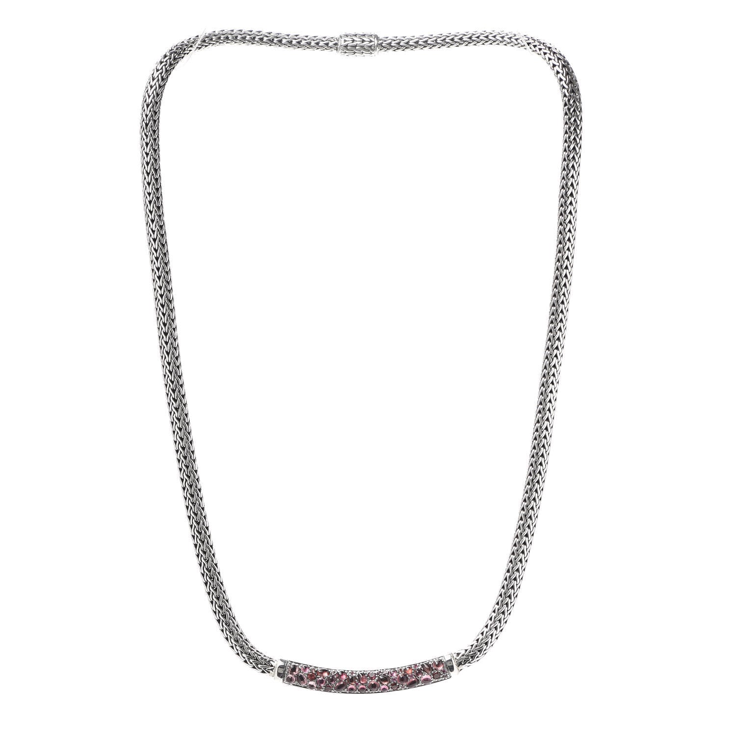 John Hardy Sterling Silver Pink Tourmaline Garnet Spinel 5mm Station Classic Chain Necklace 3 of 5