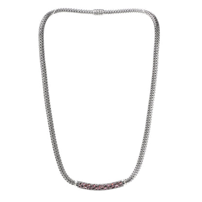 John Hardy Sterling Silver Pink Tourmaline Garnet Spinel 5mm Station Classic Chain Necklace 3 of 5