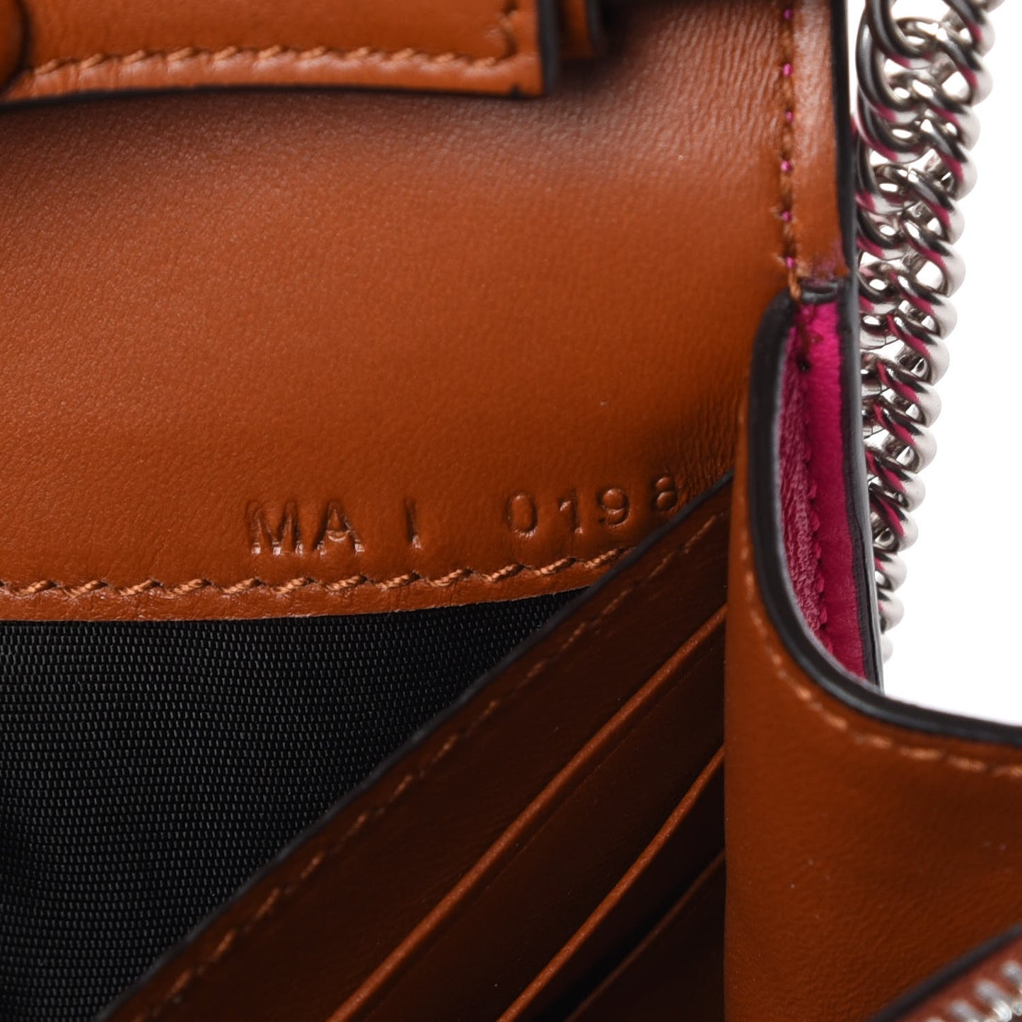 Lambskin Emblem Chain Wallet Cyclamen