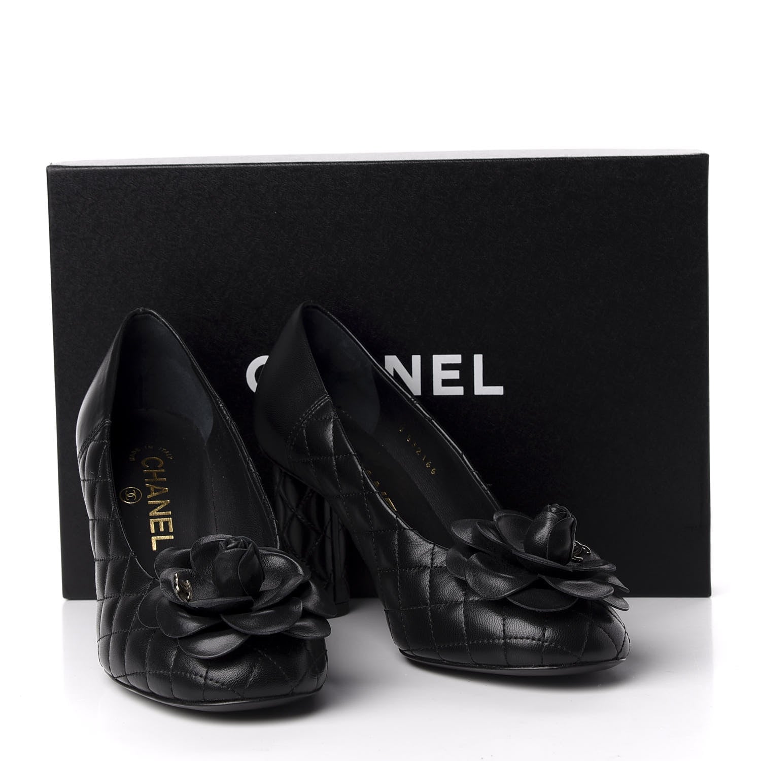 Chanel Lambskin Quilted Camellia Pumps 36.5 Black 10 of 10
