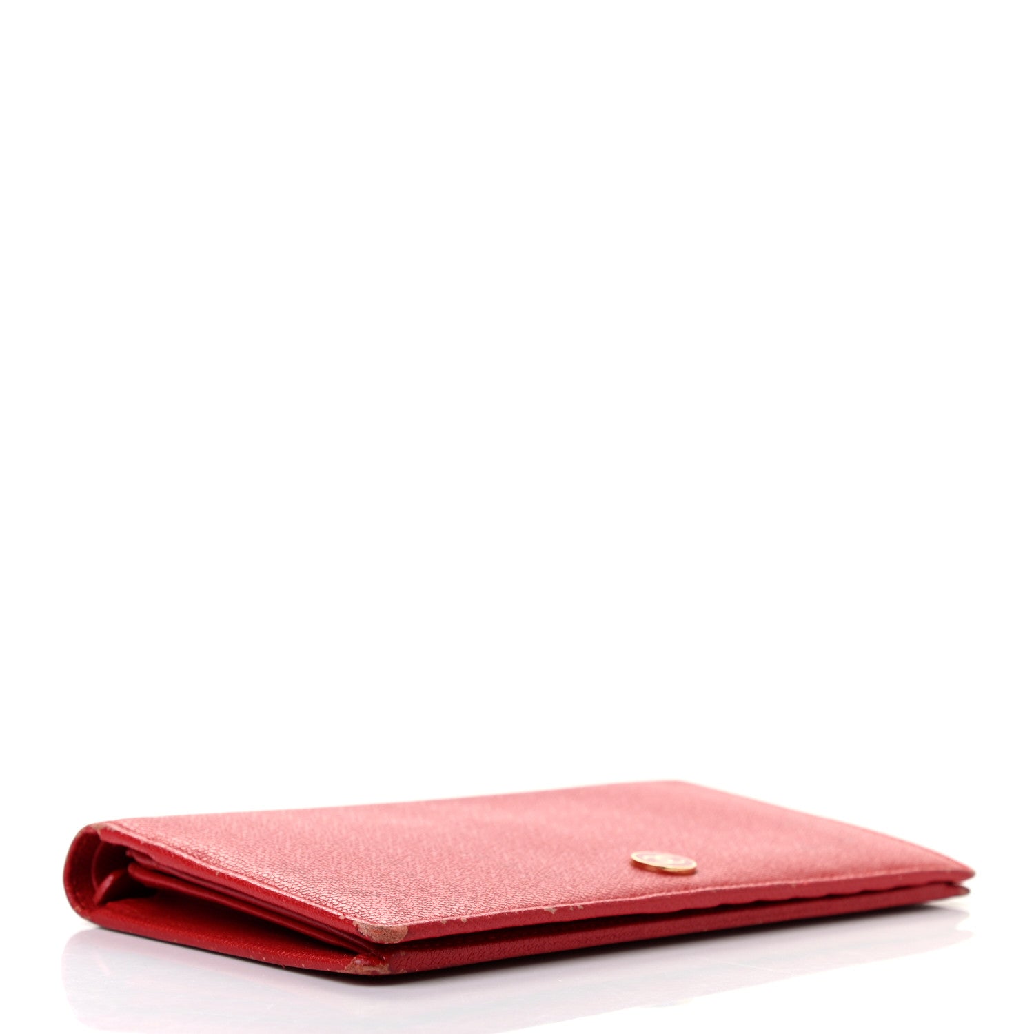 Chanel Grained Calfskin CC Button Yen Wallet Red 4 of 13