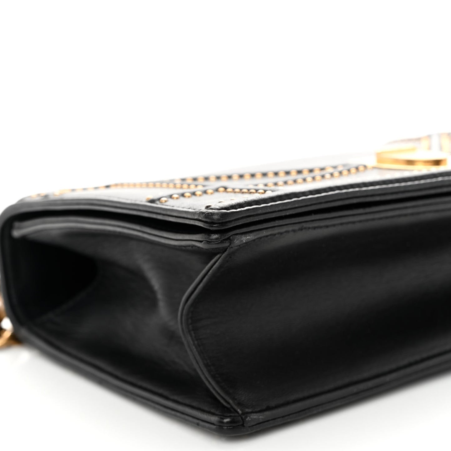 Lambskin Studded Medium Diorama Flap Bag Black